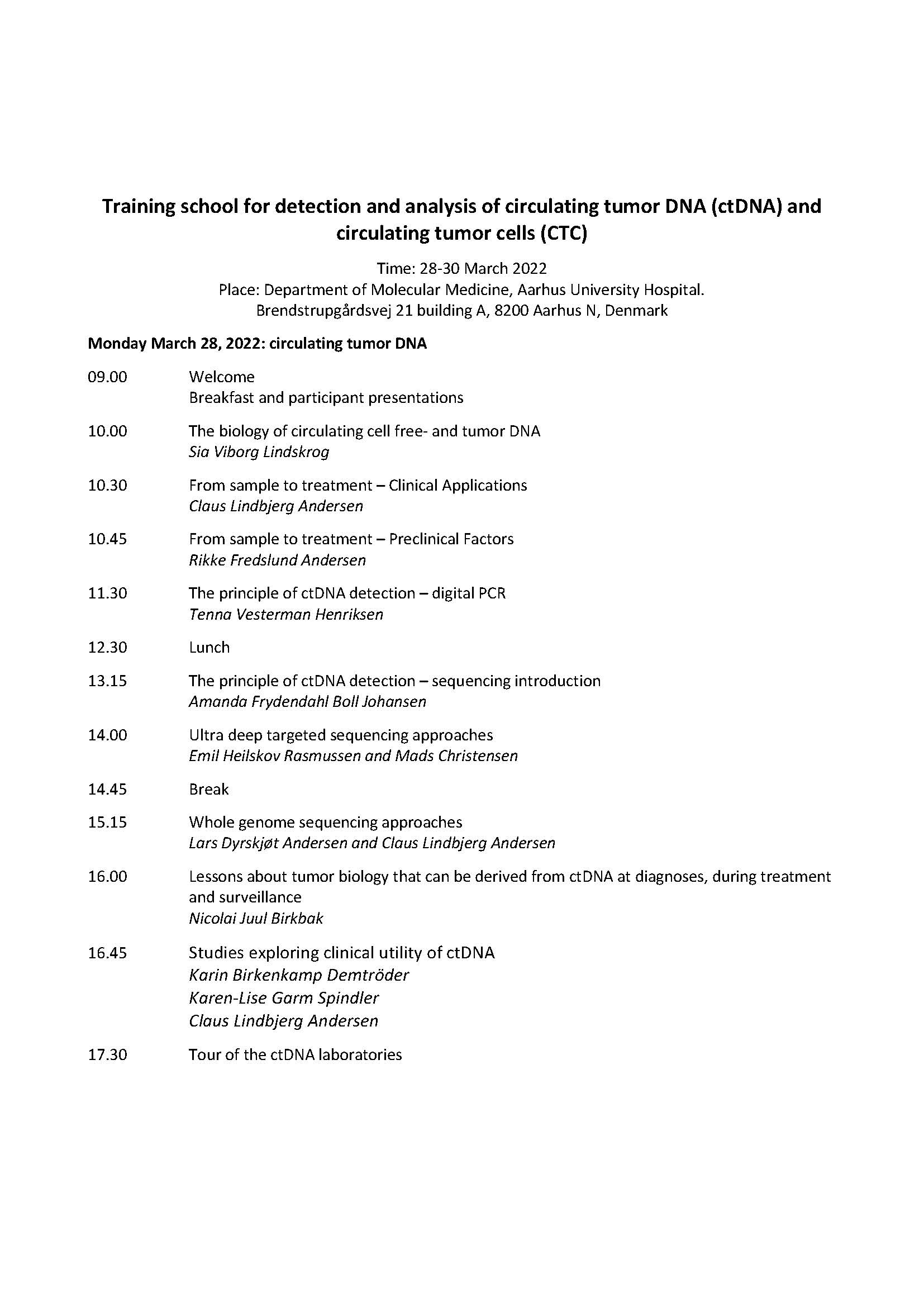 ctDNA and CTC training school program Page 3 1